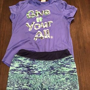 Girls Size Large/14 shirt and spandex